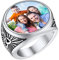 FaithHeart Personalisierter Bandring mit Foto Text Gravur Punk Siegelring mit Keltischer Knot Symbol Edelstahl Fingerring mit Geschenkebox für Verlorbte und Familie