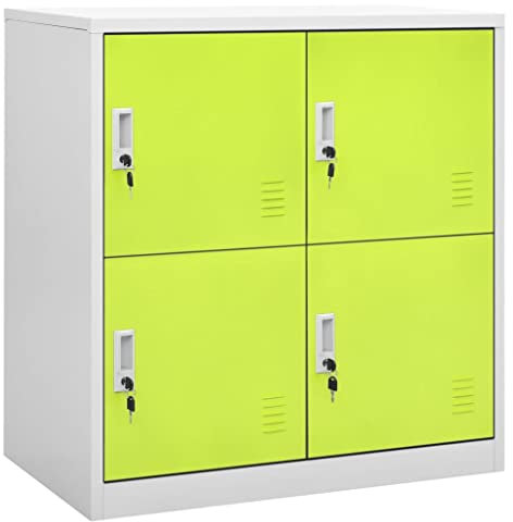 vidaXL 2X Schließfachschrank Spind Umkleideschrank Metallschrank Stahlschrank Fächerschrank Garderobenschrank Schrank Hellgrau Grün 90x45x92,5cm Stahl