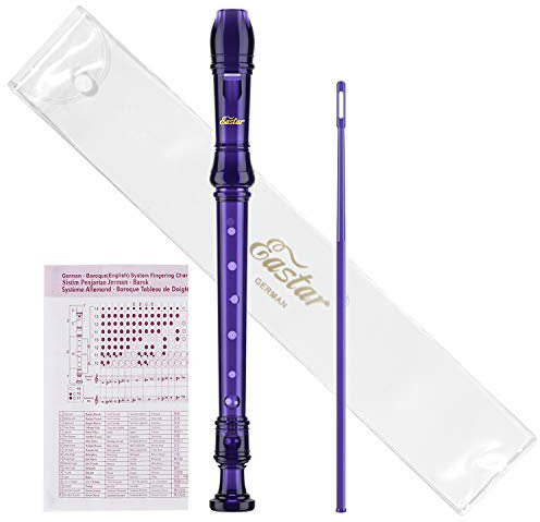 Eastar Flauto a becco soprano per principianti, bambini, 3 Piece Diteggiatura tedesca, Viola, ERS-1GPu