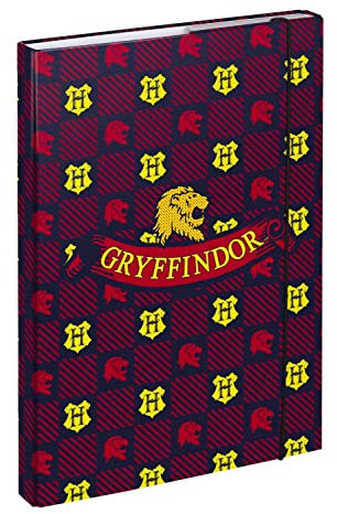 Baagl Heftbox für Schulranzen A4 - Sammelmappe für Kinder mit Gummiband und Innenklappen - Heftmappe, Sammelbox mit Gummizug für Jungen (Harry Potter Gryfindor)
