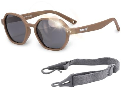 Maesy Kinder Sonnenbrille Polarisiert 400 UV400 1–3 Jahre, Yana | Flexibler Rahmen mit elastischem Band, Sechseckig, Gläser Kat. 3