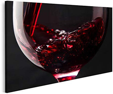 islandburner Quadro su tela Vino rosso Bicchiere di vino Sfondo nero 2 Quadri Stampe per soggiorno ufficio