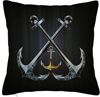 ERICAT Überwurf Kissen Fall Quadratisch Kissenbezug,Nautische Anker Angelköder Vintage,Home Dekorative Sofa Sessel Schlafzimmer Wohnzimmer 45x 45cm