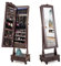 COSTWAY Schmuckschrank mit Spiegel, LED Schmuck Spiegelschrank mit Schublade, Schmuckorganizer abschließbar, auf Rollen, ideal für Aufbewahrung und Make Up