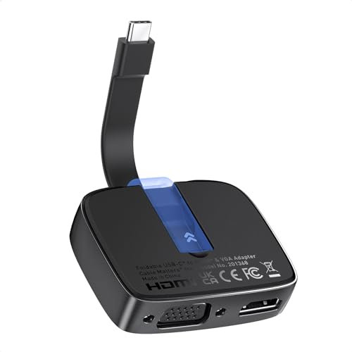 Cable Matters Adattatore portatile da USB C VGA HDMI, supporta 4K@60Hz per HDMI e 1080p per VGA, (adattatore HDMI Thunderbolt VGA pieghevole) per XPS, Surface Pro (macOS supporta un display esteso)