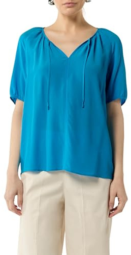 Comma Crêpe-Bluse mit voluminösen Ärmeln und Raffung