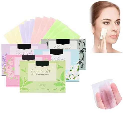 Papier Buvard Visage, 500 Feuilles Matifiantes, Absorbant l'Huile pour Soins de Peau, Doux et Efficace, Feuille De Buvard D'Huile Pour Le Visage, Femmes Homme Traitements du Visage