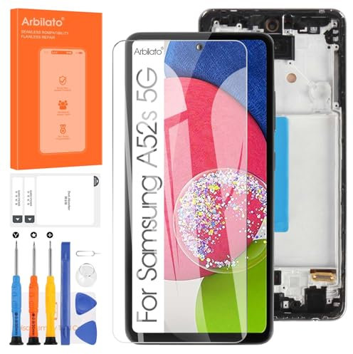 Arbilato OLED pour Samsung Galaxy A52S 5G A528 LCD Écran,SM-A528B, SM-A528B/DS Digitizer Assemblée Écran Tactile Réparation avec Cadre (Prise en Charge des Empreintes)