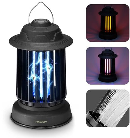 Raddy MZ-1 Mückenfalle Elektrisch, insektenvernichter, fliegenfalle Elektrisch USB, mit 24-Stunden-Selbstreiniger, 1200 mAh Akku, UV Lampe Moskito Killer, für Terrasse, Camping, Garten