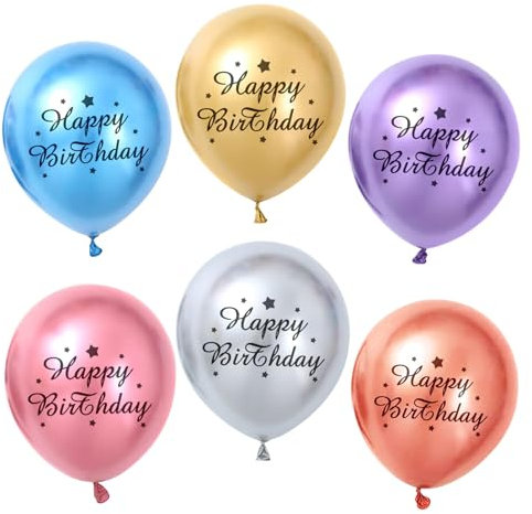 30 Stück Happy Birthday Ballon Bunt Metallic, 12 Zoll Bunt Luftballons Geburtstag, Happy Birthday Luftballon Metallic, Helium Ballons Geburtstag, Luftballons Metallic Deko Party Kindergeburtstag