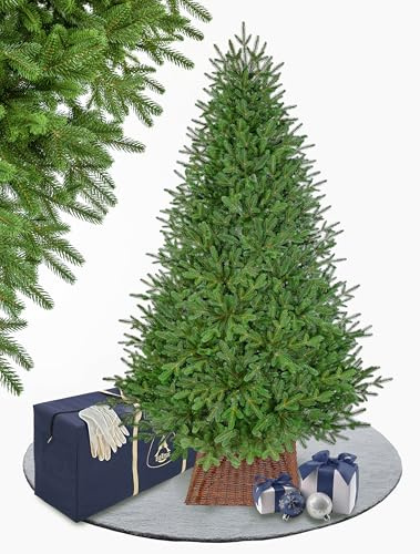 EveXmas - Adele-215 cm-100% Spritzguss-Künstlicher Weihnachtsbaum-Tannenzweige aus 100% Polyethylen- auf Metallständer- Aufbewahrungstasche und Baumkorb im Lieferumfang enthalten