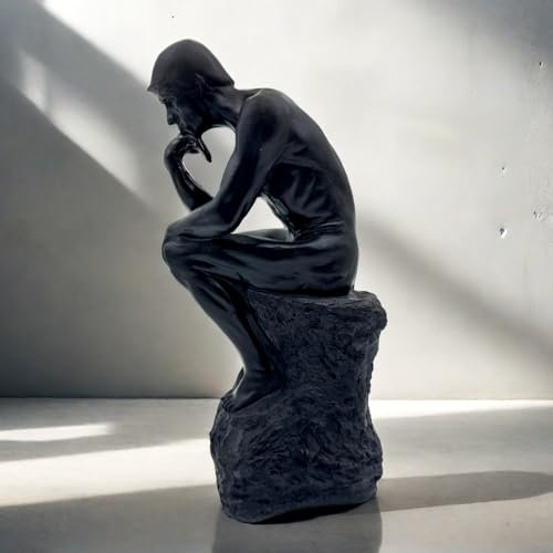 Resin The Thinker Thinking Man Statue Skulptur Frgurine Geschenk für Home Office Wohnzimmer Desktop Display Dekorative Dekoration (Schwarz)