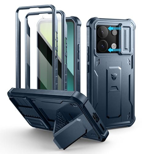 Dexnor para Funda Xiaomi Redmi Note 13 Pro 5G con Tapa Protectora Deslizante de Cámara & Protector de Pantalla & Stent, Reforzada Antisísmica Cubierta Protectora Carcasa Case - Azul Marino
