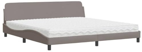 vidaXL Bett mit Matratze Dover Taupe 200x200 cm Stoff