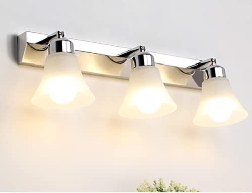 SSNCcNC Wandleuchte Badleuchte 3 Flammig Spiegelleuchte mit Schwenkbarem Lampenkopf Badezimmer Spiegellampe 47 CM Glas Lampenschirm Metall Schranklampe für Badspiegel Lampe E14 Lampenfassung