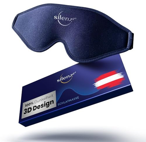SILENZZZ® Premium Schlafmaske - 3D Augenmaske für Frauen & Herren - Schlafbrille bequem gepolstert für absolute Dunkelheit - Sleep-Mask, Schlaf-Maske blau