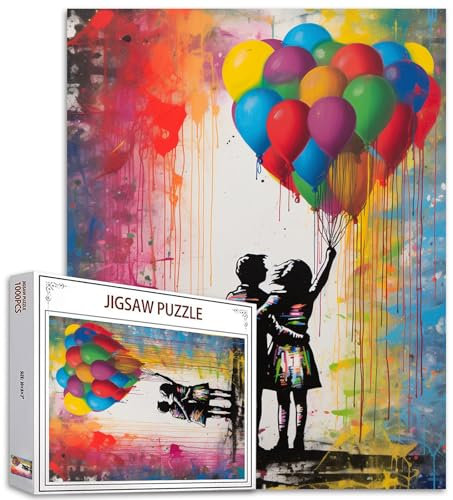 Tucocoo Puzzle für Erwachsene, 1 000 Teile, Graffiti, Pärchen, Straße, Pop Art-Malerei, Regenbogen, Ballon, herausfordernde Familienaktivität, Wanddekoration