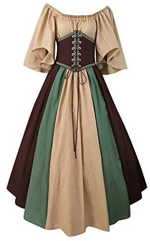 Mittelalter Kleidung Damen Renaissance Retro Wikinger Kleidung Mittelalter Kleid Große Größen Gothic Kleider Halloween Karneval Kostüm Vintage Barock Mittelalter Kostüme Faschingskostüme, S-5XL