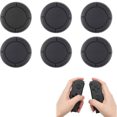 6 PCS Replacement Joystick Covers Compatible with Nintendo Switch OLED Switch Left Joy-Con Controller, Soft Silicone Analog Thumbstick Caps, Comfortable Thumb Grip Button Covers Repair Parts(Black)