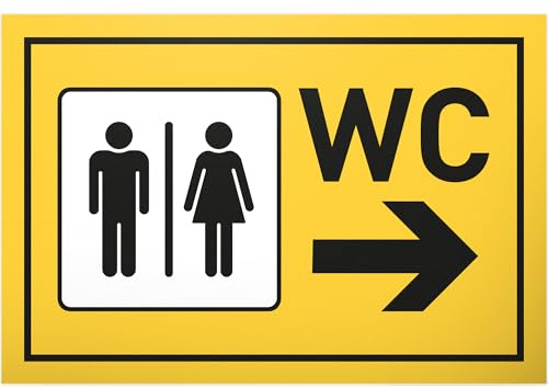 DankeDir! WC Schild Pfeil - 30 x 20 cm Schild Kunststoff - Klo Schild zum aufhängen Toilette Toilettenschild Kloschild lustig - witzig Gäste WC Deko Wand Türschild Gästetoilette Herren