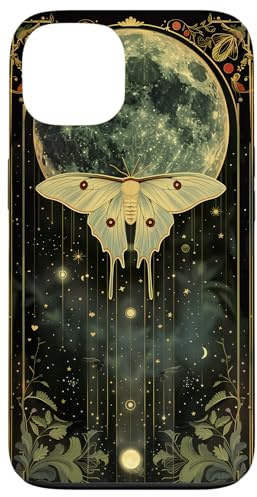 Luna Moth Art Deco Celestial Moon Gothic Wild Flower Vintage Case for iPhone 13