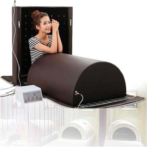 DDZJTPP Dôme De Sauna Infrarouge Lointain,Sauna Infrarouge à Couverture Complète à 360 Degrés pour Une Seule Personne avec Tapis Chauffant en Pierres Thérapeutiques,Saunas Zero Emf,Maison,Brown