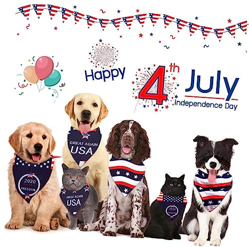 Toddmomy 3stücke Amerikanische Flagge Hund Bandana Dreieckige Halstücher Für Haustiere Für Feiertage Und Geburtstage Waschbar Und Bequem Vielseitiges Zubehör Für Hunde Und Katzen