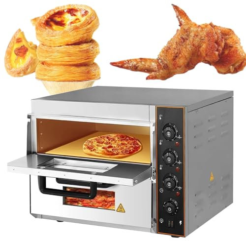 Commercial Pizza Oven, Double-Layer Electric Bakery Oven, 16'' Stainless Steel Kitchen Ovens with Timer/Temp Control, Countertop Indoor Pretzels Baked Roast Maker, 3KW Baking Machine