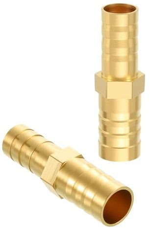 sourcing map 1pcs 10mm to 12mm Brass Hose Barb Fitting Metals Splicer Mender for 3D Printing, Air Compressor, CNC Machine, Dies