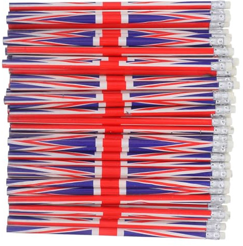 Tofficu 120 Matite Con Bandiera Union Jack: Penne Con Bandiera Del Unito - Matite Patriottiche Britanniche Con Gomme - Penne Con Bandiera Inglese - Bomboniere Forniture Per Ufficio