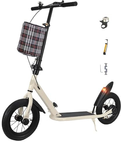 City Roller Erwachsene 200 Kg Tragkraft 200mm Klappbarer Cityroller Big Wheel Scooter Mit Handbremse Und Bremse, Scooter Erwachsene,kickscooter (Weiß)