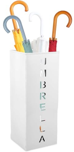 Muzrunq Umbrella Holder, 6.3x6.3x16.5 Square Freestanding Umbrella Bucket, Rustproof Metal Cane Holder Bucket, , Storage, Basket, Cane