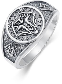 PARYFO Anello vichingo per uomo, in argento sterling 925, lupo nordico, gioielli celtici, regalo per uomini, donne, ragazzi, mariti, 20.6(64.6), Argento sterling, nessuna.