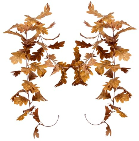 Elegante künstliche braune Girlanden mit Blätter-Rattan für elegante Hochzeits- und Party-Dekorationen für drinnen und draußen, lange Herbst-Heimdekorationen, Rattan