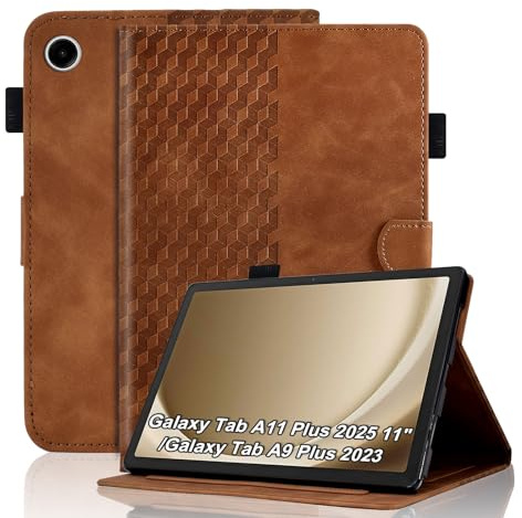 VKooer Hülle für Samsung Galaxy Tab A11 Plus 2025 (11 Zoll)/A9 Plus 2023 Schutz hülle SM-X210/X215/X216 Premium PU Ledertasche TPU Stoßfest Folio Case,Braun