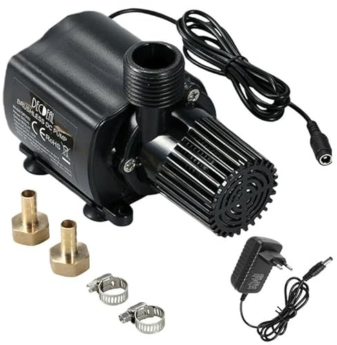 Wasserpumpe Brushless, DC 12V Mini Brushless Submersible, Wasserpumpe mit Drehzahlregelung, 4W Tauchpumpe inkl. 2 Messingdüsen, Ultra Leise Aquarium Pumpe für Gärten Aquarium Teich Teichpumpe