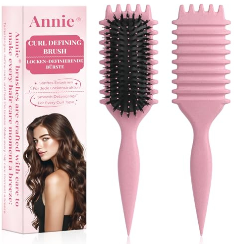 Brosse cheveux bouclés pour boucles définies parfaites - Brosse à friser antistatique avec design d'aération pour cheveux secs et humides - Idéale pour les cheveux bouclés et volume (Rose)