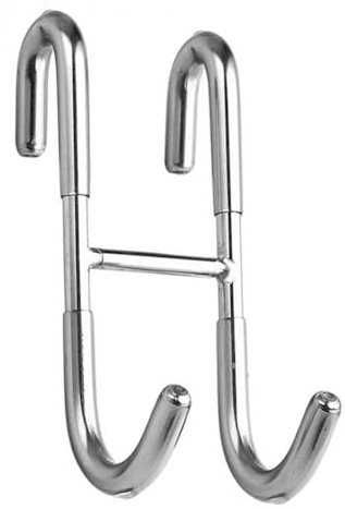 FUANA Porte-serviettes de douche en acier inoxydable pour porte, porte en forme de S, crochet de porte, peignoir et raclette, sans perçage, 12 x 5 cm, argenté