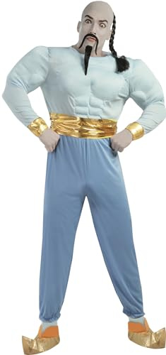 FIESTAS GUIRCA | Muskulöser Scheich Kostüm für Erwachsene - Overall und Gürtel - Wüstenprinz und Scheich Kostüme für Halloween, Karneval und Kostümpartys - Ideal für Herren - Blau und Gold