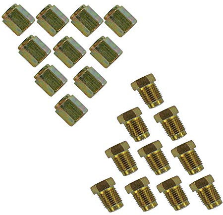 20 pkt 10mm Short Brake Pipe Nuts 10 x MALE 10 x FEMALE for 3/16 pipe Metric