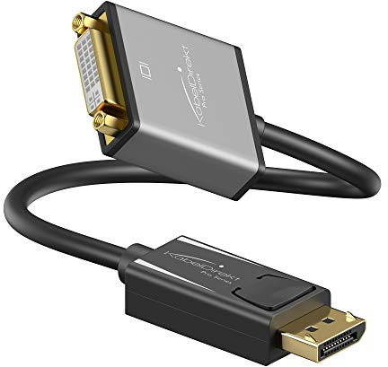 KabelDirekt – DisplayPort DP auf DVI Adapter – 0,15m (maximale Auflösung 4K/30Hz, geeignet für alle Grafikkarten mit DP-Buchse, Anschluss von Beamer oder Monitor mit DVI-Eingang) – PRO Series