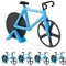 Relaxdays 5X Tagliapizza Bicicletta, Rotella per Pizza a Forma di Bici, Cutter da Cucina in Acciaio Inox, Tagliapasta, Blu