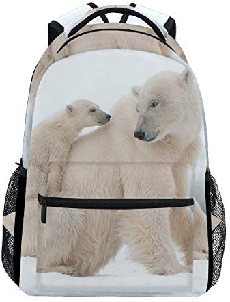 Eslifey Rucksack Eisbär mit Cub Studenten Schultertasche Reisetasche College Schule Rucksäcke
