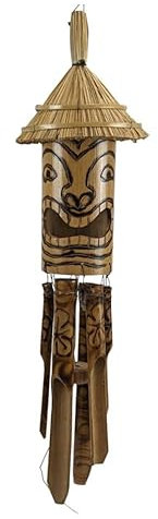 Carillon à Vent en Bambou et Paille - Tiki Polynésien