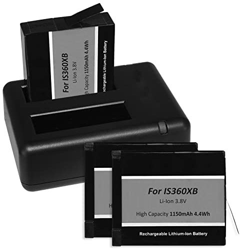 3X Akku + Dual-Ladegerät (USB) für Insta360 One X 360 Action Cam/inkl. Micro-USB-Kabel / 2 Akkus gleichzeitig ladbar