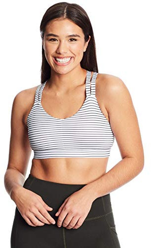 C9 Champion Damen Medium Support Compression Strappy Back Cami Sport-BH, Volcano Moos/Echo Grau, Large