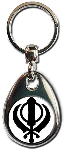 The Khanda Sikhism Symbol Schlüsselanhänger Glaube an One God Schwerer Qualität Metall Geschenk Schlüsselanhänger Doppelseitiger Schlüsselanhänger Kann als Auto Hängende Tasche Charm
