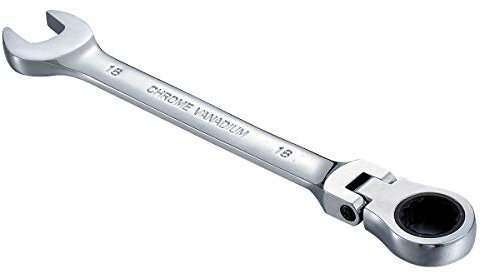 KATUR Chiave combinata a cricchetto 18 mm, chiave a cricchetto con testa flessibile, design industriale a doppio uso, utensile metrico professionale in acciaio al cromo vanadio