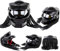 Motorradhelm, Predator Integralhelm Mit LED-Leuchten Und Versilberten Linsen, Unisex ABS-Material Schale EPS-Pufferschicht,Schwarz,M