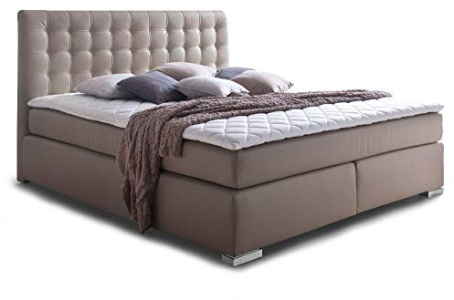 moebel-eins Isabell Boxspringbett Hotelbett Bett amerikanisches Bett 7-Zonen Taschenfederkernmatratze, 140 x 200 cm, Muddy, Härtegrad 4
